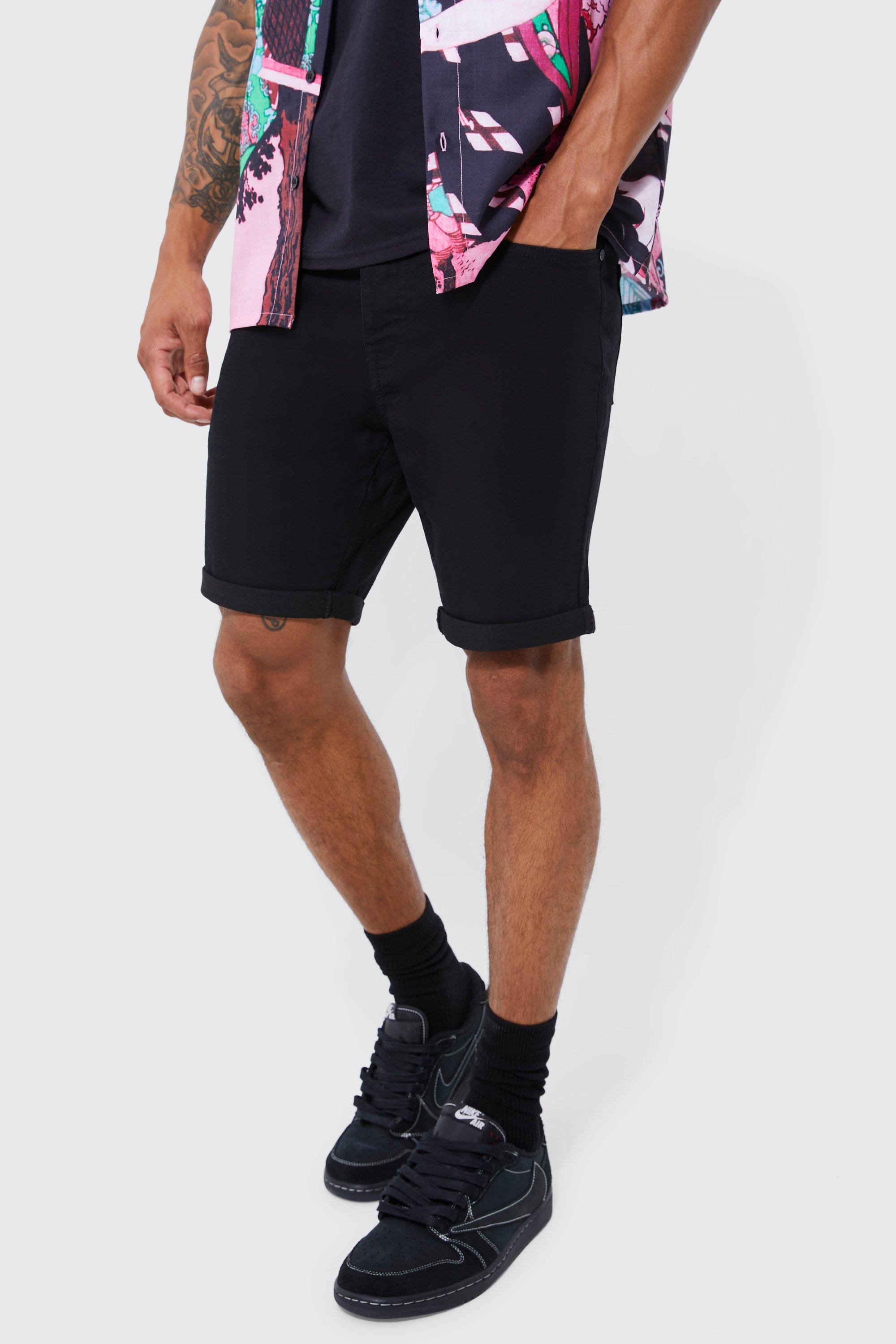 Mens black on sale skinny denim shorts